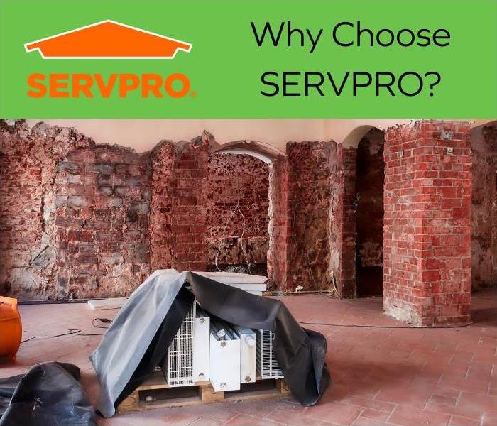 photo of room with no drywall, with dryers. Servpro logo at top with title of post next to it on the right